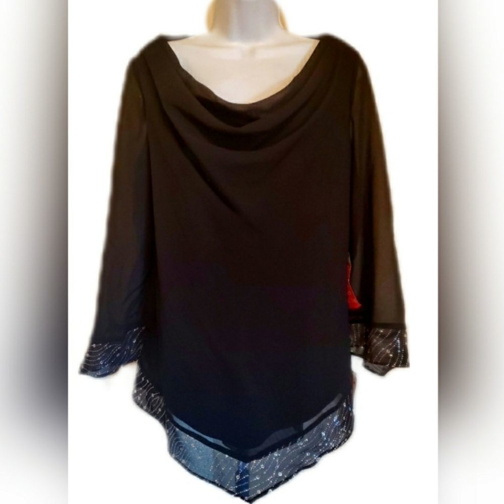 NEW Vintage Dana Kay Beaded Flowy Evening Blouse